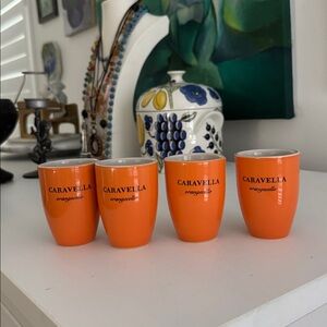 Caravella Set of 4 Italian Liqueur Orangecello Orange Ceramic Shot Glasses